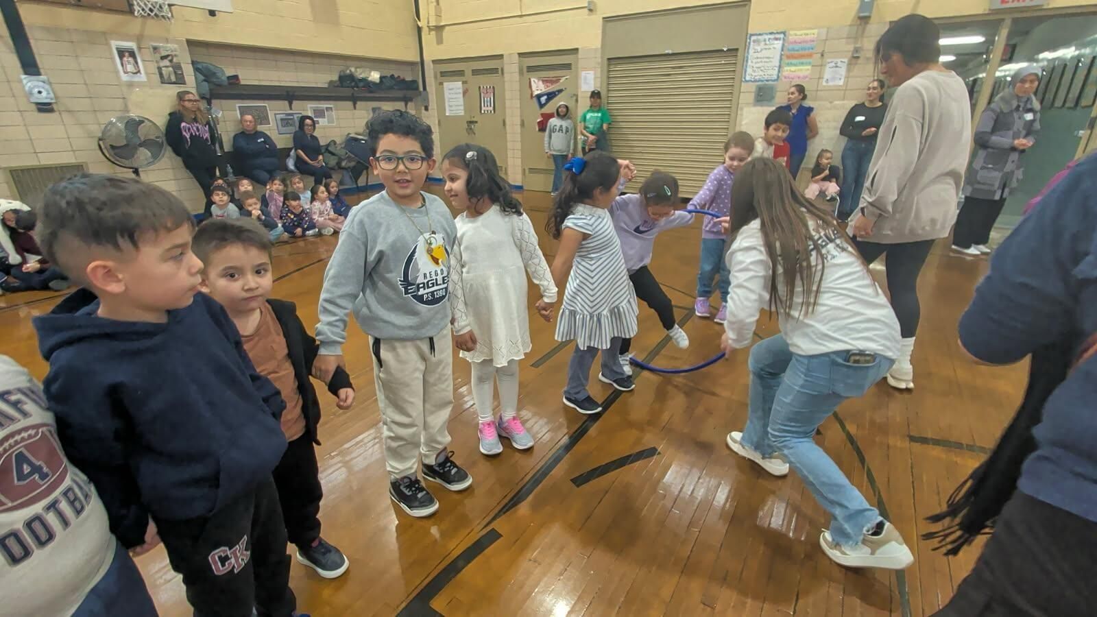 Family Fitness Day — active families in the gymnasium